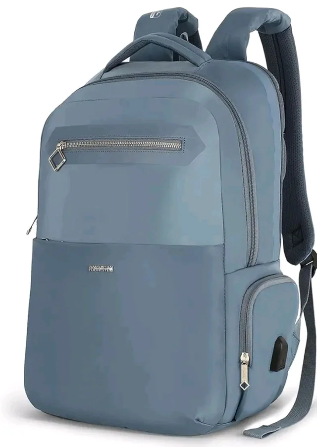 American Tourister Jit+ 2.0 Style 02 | 28L Backpack | 17" Laptop Bag | 2 Compartments | Smart College & Office Backpack for Men and Women | USB Charging Port, Rain Cover & Smart Sleeve | Mirage Blue | 1 Year Global Warranty