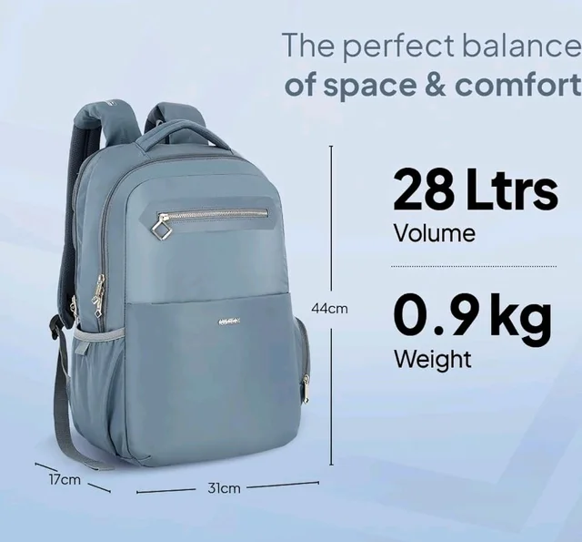 American Tourister Jit+ 2.0 Style 02 | 28L Backpack | 17" Laptop Bag | 2 Compartments | Smart College & Office Backpack for Men and Women | USB Charging Port, Rain Cover & Smart Sleeve | Mirage Blue | 1 Year Global Warranty