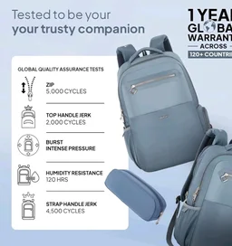 American Tourister Jit+ 2.0 Style 02 | 28L Backpack | 17" Laptop Bag | 2 Compartments | Smart College & Office Backpack for Men and Women | USB Charging Port, Rain Cover & Smart Sleeve | Mirage Blue | 1 Year Global Warranty