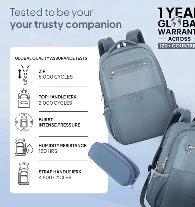 American Tourister Jit+ 2.0 Style 02 | 28L Backpack | 17" Laptop Bag | 2 Compartments | Smart College & Office Backpack for Men and Women | USB Charging Port, Rain Cover & Smart Sleeve | Mirage Blue | 1 Year Global Warranty