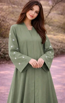 Women's kimono Abaya with Floral Embroidery
petal abaya
- 2XL, Olive Green