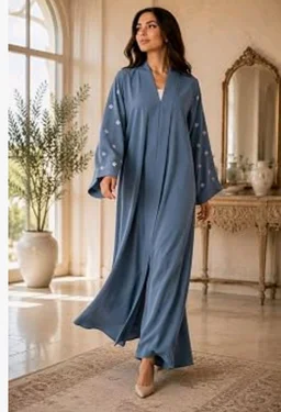 Women's kimono Abaya with Floral Embroidery
petal abaya
- S, Grey