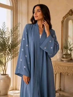 Women's kimono Abaya with Floral Embroidery
petal abaya
- S, Grey