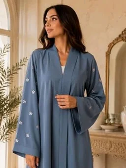 Women's kimono Abaya with Floral Embroidery
petal abaya
- S, Grey