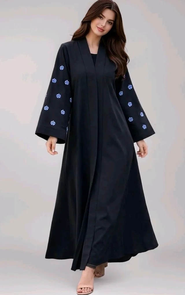 Women's kimono Abaya with Floral Embroidery
petal abaya
- 3XL, Black Blue