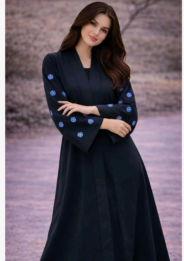 Women's kimono Abaya with Floral Embroidery
petal abaya
- 3XL, Black Blue