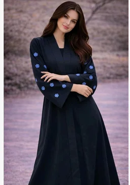 Women's kimono Abaya with Floral Embroidery
petal abaya
- 3XL, Black Blue