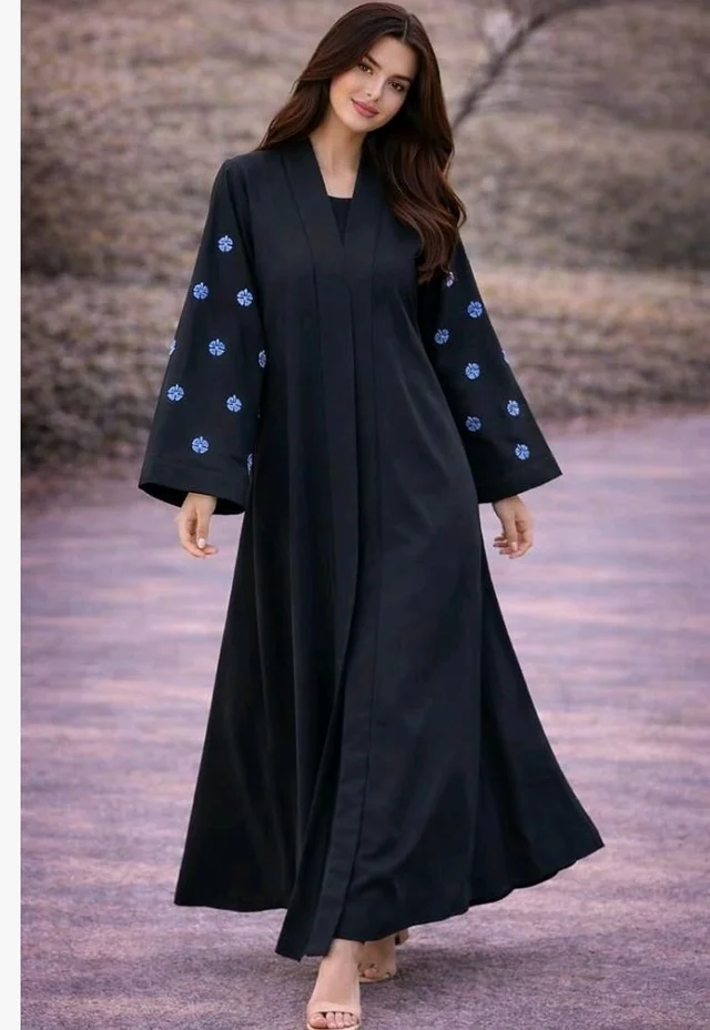 Women's kimono Abaya with Floral Embroidery
petal abaya
- 3XL, Black Blue