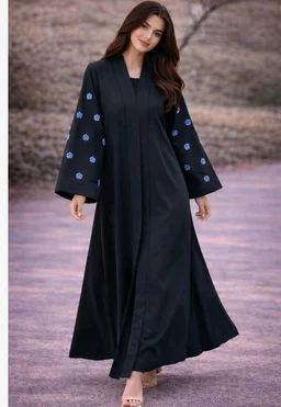 Women's kimono Abaya with Floral Embroidery
petal abaya
- 3XL, Black Blue