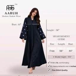 Women's kimono Abaya with Floral Embroidery
petal abaya
- 3XL, Black Blue