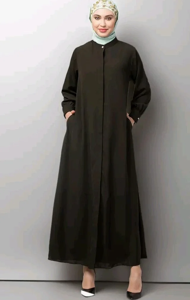 Mallika Women Modest Wear Front Open Abaya Burkha for Everyday use
- 2XL, Olive