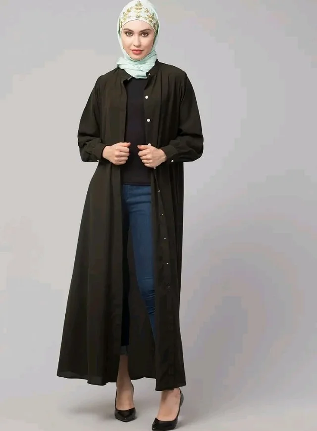 Mallika Women Modest Wear Front Open Abaya Burkha for Everyday use
- 2XL, Olive