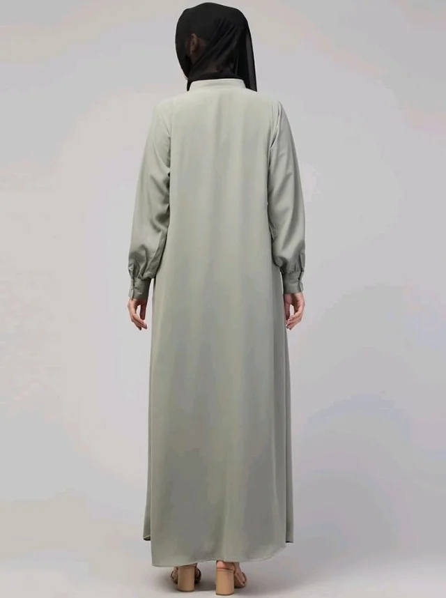 Mallika Women Modest Wear Front Open Abaya Burkha for Everyday use
- S, Saga Green