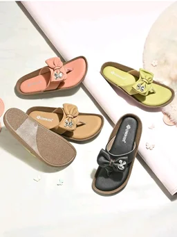 Women Stylish Bow Flip Flops | Soft Comfort Toe Post Slippers for Women | Casual Lightweight Everyday Wear Sandals