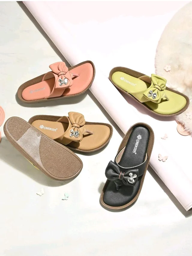 Women Stylish Bow Flip Flops | Soft Comfort Toe Post Slippers for Women | Casual Lightweight Everyday Wear Sandals