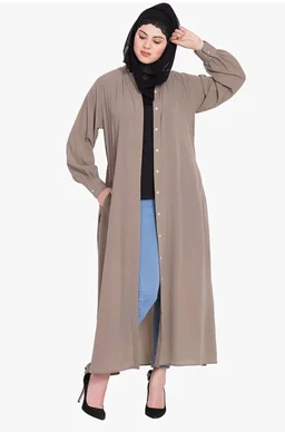 Mallika Women Modest Wear Front Open Abaya Burkha for Everyday use
- S, Khakhi