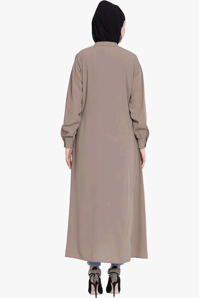 Mallika Women Modest Wear Front Open Abaya Burkha for Everyday use
- S, Khakhi