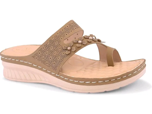XE Looks Women’s Casual Comfort Sandals with Floral Embellished Strap & Soft Cushioned Footbed