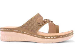 XE Looks Women’s Casual Comfort Sandals with Floral Embellished Strap & Soft Cushioned Footbed
