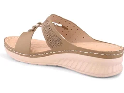 XE Looks Women’s Casual Comfort Sandals with Floral Embellished Strap & Soft Cushioned Footbed