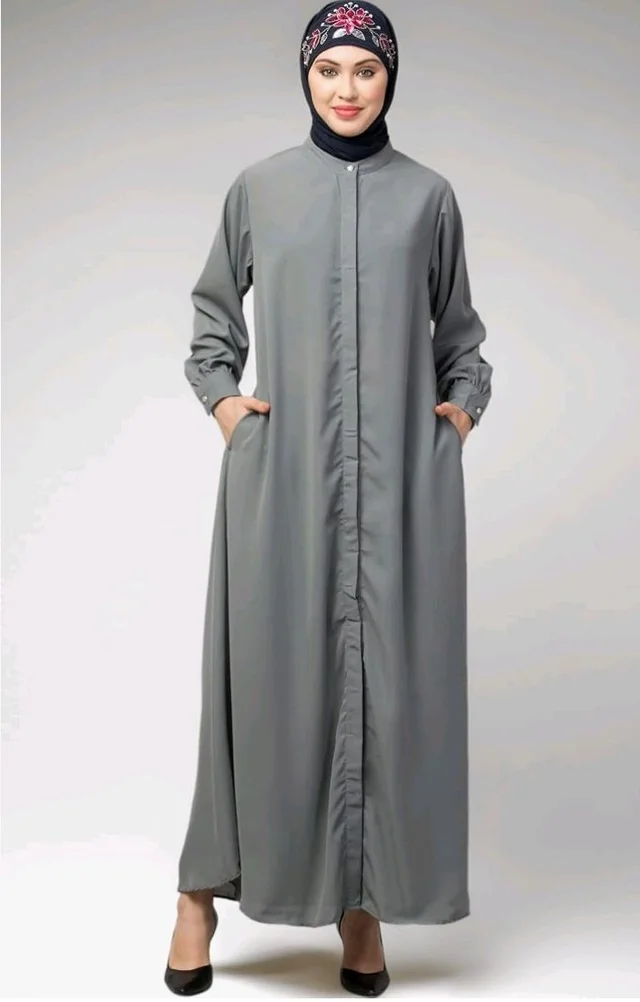 Mallika Women Modest Wear Front Open Abaya Burkha for Everyday use
- L, Grey