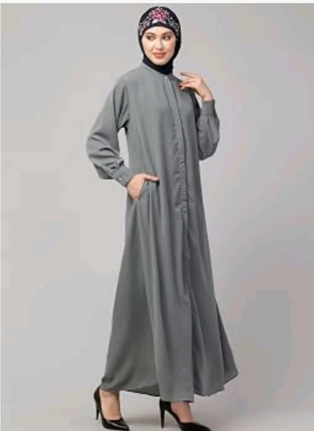 Mallika Women Modest Wear Front Open Abaya Burkha for Everyday use
- L, Grey