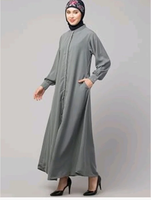 Mallika Women Modest Wear Front Open Abaya Burkha for Everyday use
- L, Grey