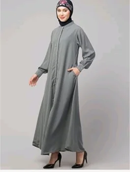 Mallika Women Modest Wear Front Open Abaya Burkha for Everyday use
- L, Grey