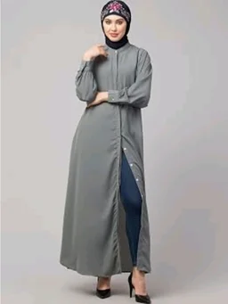 Mallika Women Modest Wear Front Open Abaya Burkha for Everyday use
- L, Grey