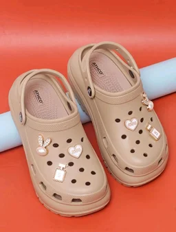 ATHCO Roxxie Clogs For Women's|Girl's| Dual-Color Soft EVA Cushioned With Massage Footbed|Easy Wear with Adjustable Back Strap|Lightweight Platform Heels|Flexible|Breathable|Extra Soft Comfortable Anti-Skid Casual Mule|All-Season|Summer|Monsoon|Rain|Winter|Waterproof|Casual Slip-On Sandal with Cute Charms & Chunky Design|Indoor & Outdoor Wear|Trendy|Fashionable|Stylish|Shoes
