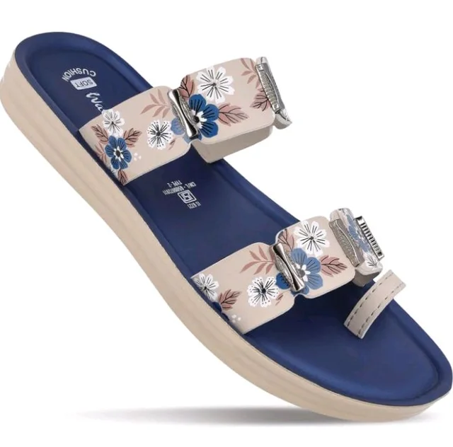 WALKAROO Flat Sandals For Women|Soft Cushion Footbed, Lightweight PU Sole & Slip-On Sandals|WLR74018