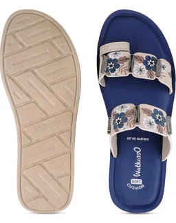 WALKAROO Flat Sandals For Women|Soft Cushion Footbed, Lightweight PU Sole & Slip-On Sandals|WLR74018