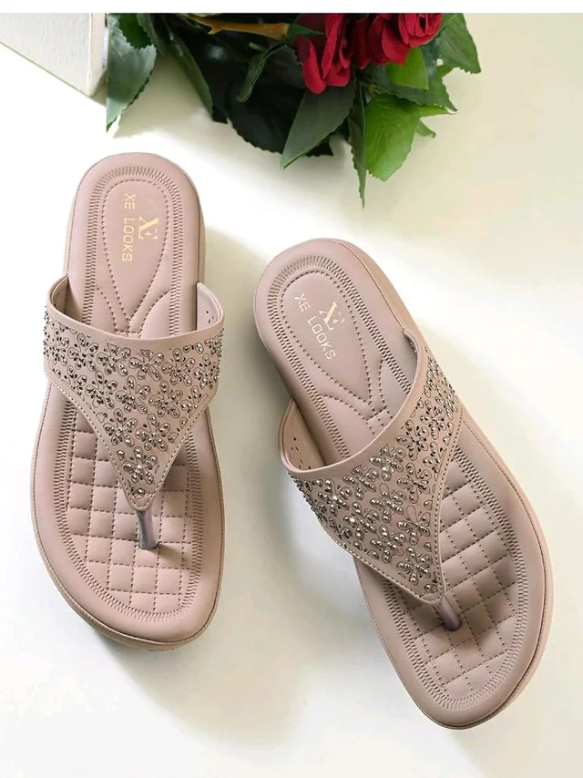 XE Looks Women’s Stylish Embellished Platform Slippers | Casual & Trendy for Girls & Women