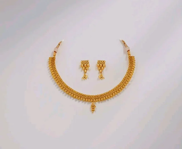 Jewellery for Less Traditional Gold Plated Necklace Set for Women | Ethnic Designer Jewellery Collection with Matching Earrings | Wedding
