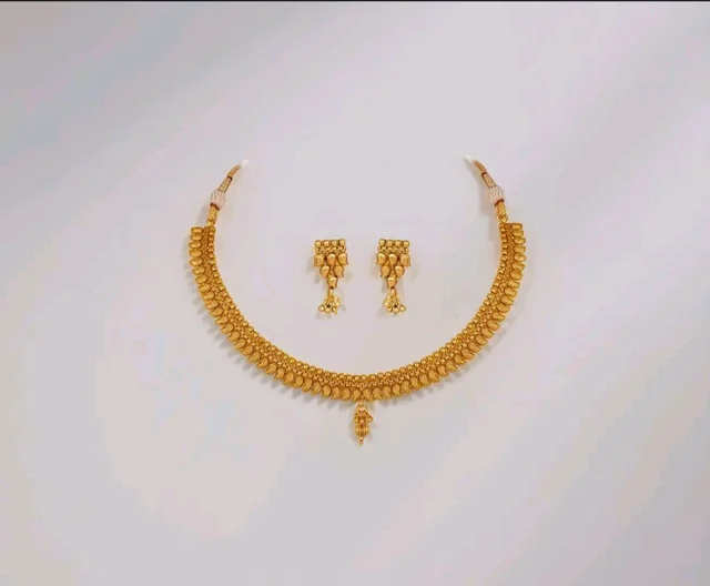 Jewellery for Less Traditional Gold Plated Necklace Set for Women | Ethnic Designer Jewellery Collection with Matching Earrings | Wedding