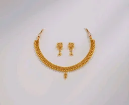 Jewellery for Less Traditional Gold Plated Necklace Set for Women | Ethnic Designer Jewellery Collection with Matching Earrings | Wedding