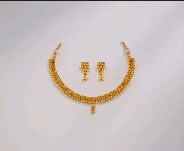 Jewellery for Less Traditional Gold Plated Necklace Set for Women | Ethnic Designer Jewellery Collection with Matching Earrings | Wedding