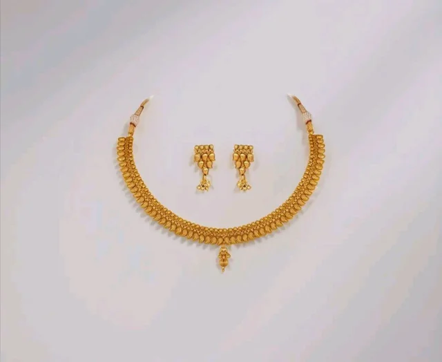 Jewellery for Less Traditional Gold Plated Necklace Set for Women | Ethnic Designer Jewellery Collection with Matching Earrings | Wedding