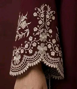 Noor Flora Premium Firdous Abaya for Women | Designer Embroidered Sleeves | Modest Islamic Wear | Elegant Dubai Style Abaya
- S, Maroon