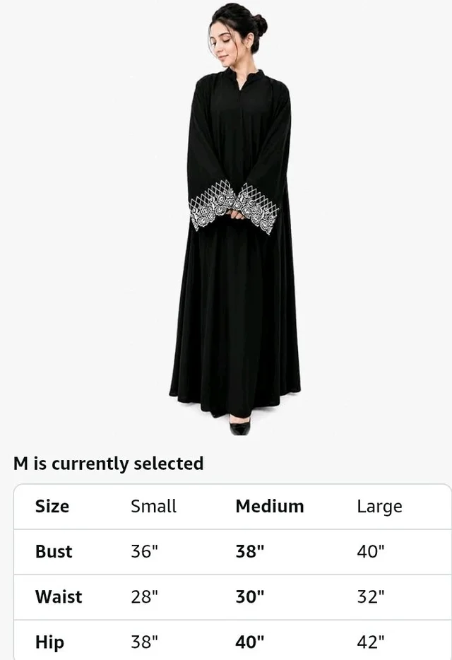 Women’s Pure Cotton Embroidered Abaya Full Sleeve Long Flared Modest Wear
- S, Black