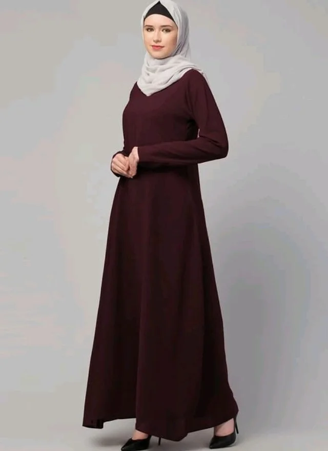 Muslim Closet� Women's Inner Abaya Dress With Side Pocket Made with Nida Matte Fabric
- S, Burgundy
