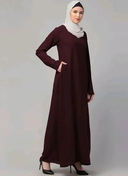 Muslim Closet� Women's Inner Abaya Dress With Side Pocket Made with Nida Matte Fabric
- S, Burgundy