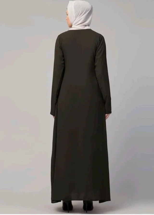 Muslim Closet� Women's Inner Abaya Dress With Side Pocket Made with Nida Matte Fabric
- M, Olive Green