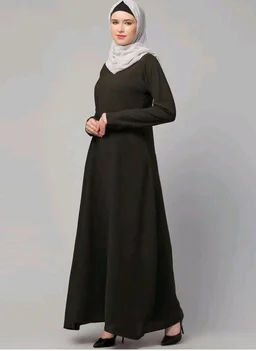 Muslim Closet� Women's Inner Abaya Dress With Side Pocket Made with Nida Matte Fabric
- M, Olive Green