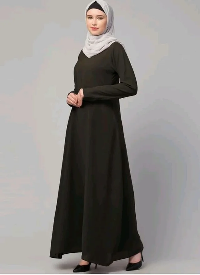 Muslim Closet� Women's Inner Abaya Dress With Side Pocket Made with Nida Matte Fabric
- M, Olive Green