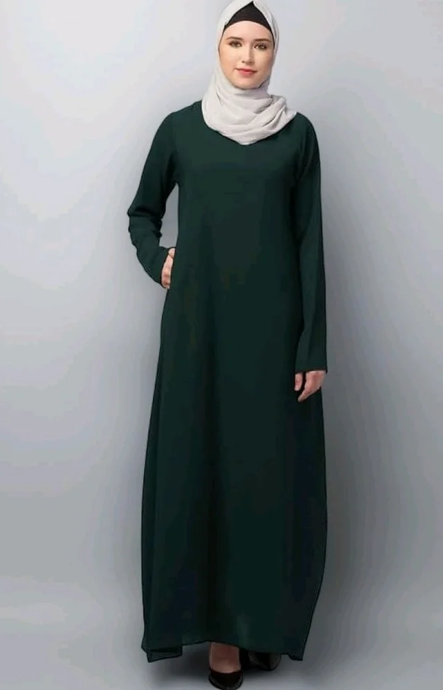 Muslim Closet� Women's Inner Abaya Dress With Side Pocket Made with Nida Matte Fabric
- 2XL, Bottle Green