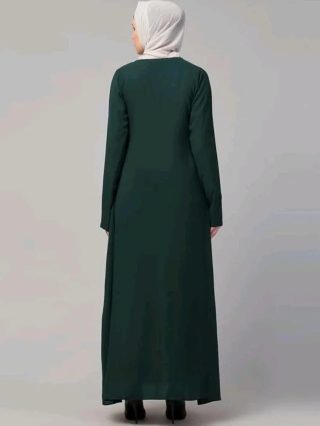 Muslim Closet� Women's Inner Abaya Dress With Side Pocket Made with Nida Matte Fabric
- 2XL, Bottle Green