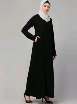 Muslim Closet� Women's Inner Abaya Dress With Side Pocket Made with Nida Matte Fabric
- 3XL, Black