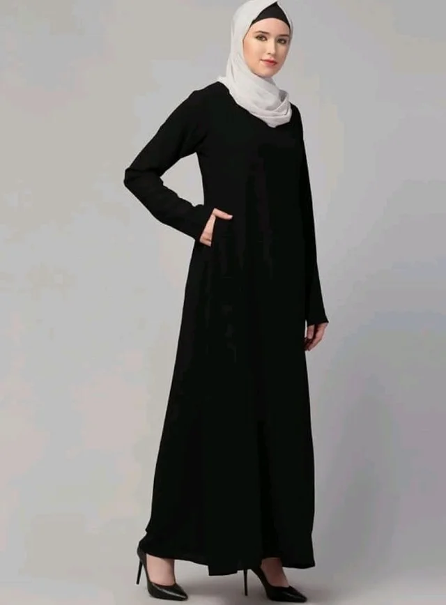 Muslim Closet� Women's Inner Abaya Dress With Side Pocket Made with Nida Matte Fabric
- 3XL, Black