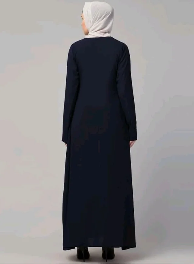 Muslim Closet� Women's Inner Abaya Dress With Side Pocket Made with Nida Matte Fabric
- L, Navy Blue